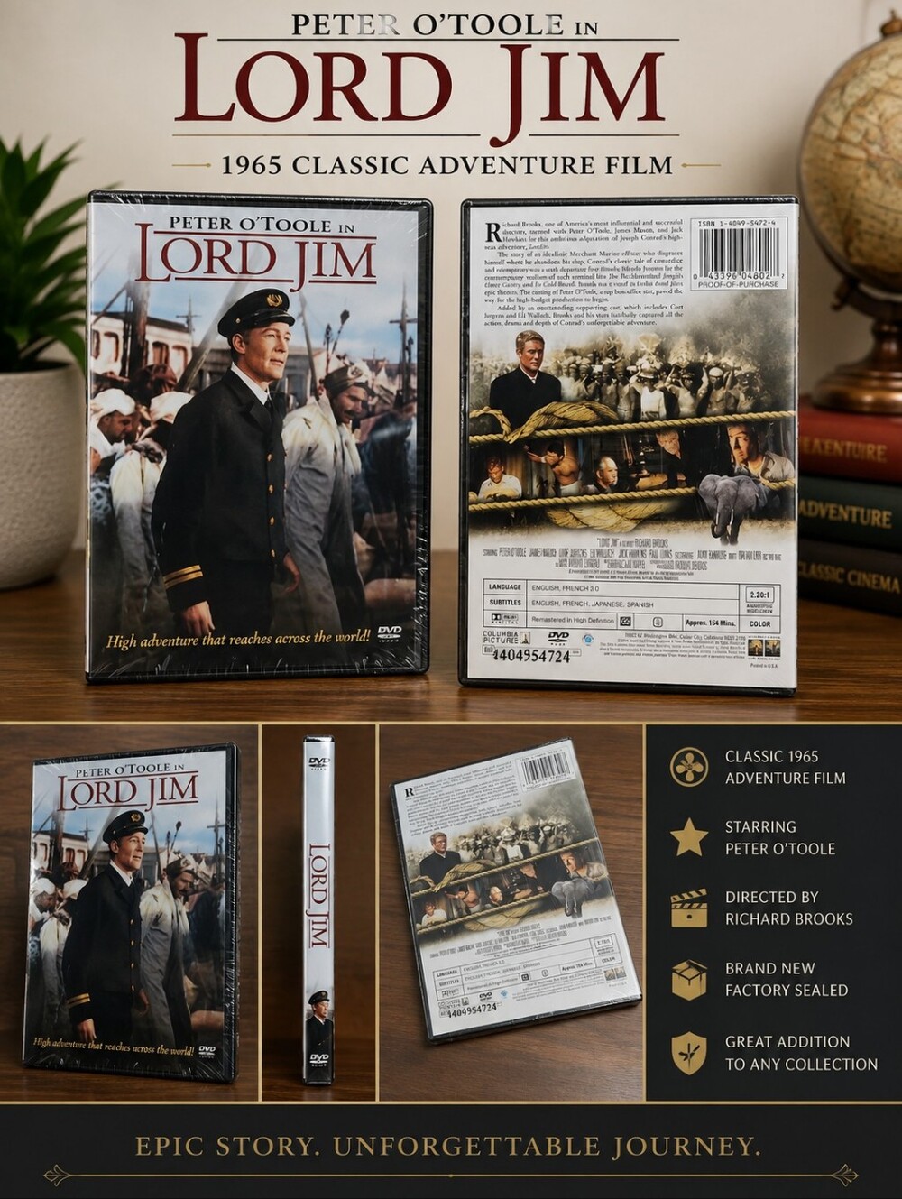 Lord Jim (1965) DVD 2014 Peter O'Toole NEW Factory Sealed Adventure Movie